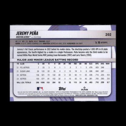 2024 Topps Big League JEREMY PENA #202 Rainbow foil - Houston Astros
