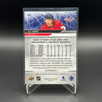 2024-25 UD Series 1 T.J. OSHIE #192 Outburst - Washington Capitals