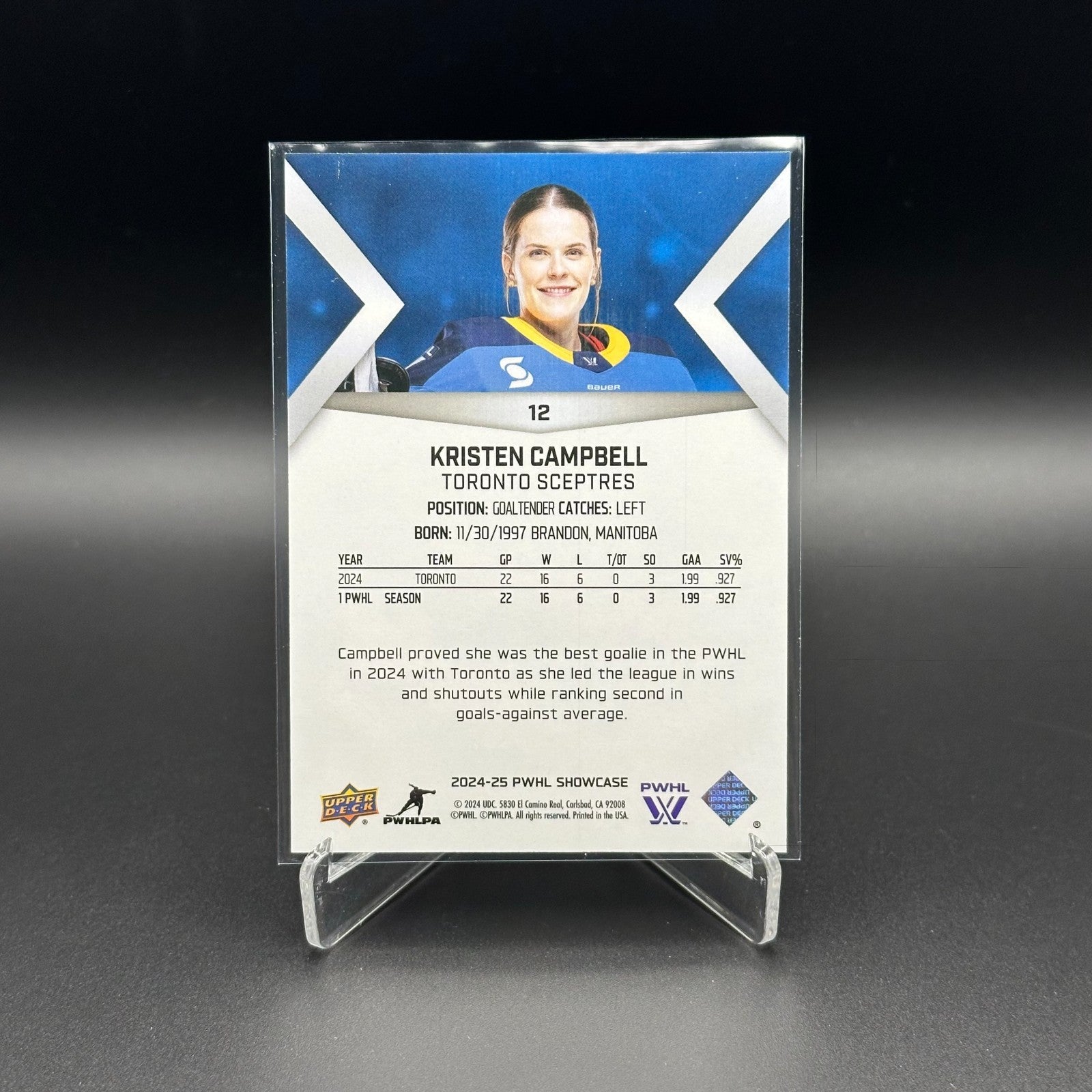 2024-25 Upper Deck PWHL Showcase KRISTEN CAMPBELL #12 Rookie RC Toronto Sceptres
