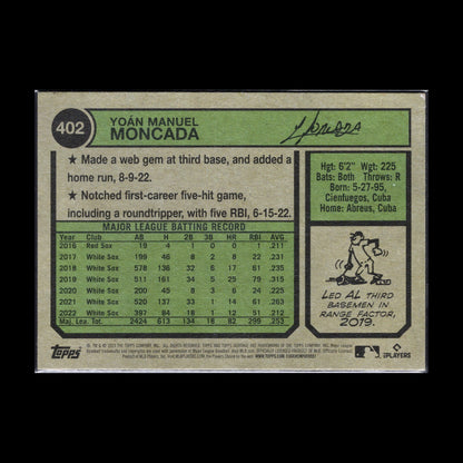 2023 Topps Heritage YOAN MONCADA #402 Chrome Purple Refractor Chicago White Sox