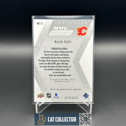 2025-26 UD Artifacts NAZEM KADRI #NR-21 NHL Remnants Jersey - Calgary Flames