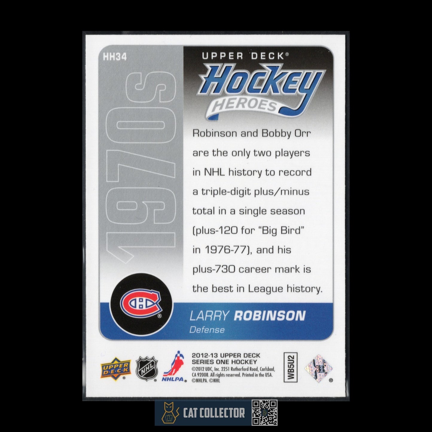2012-13 UD Series 1 LARRY ROBINSON #HH34 Hockey Heroes