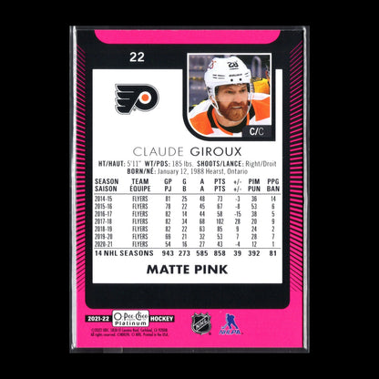 2021-22 O-Pee-Chee Platinum CLAUDE GIROUX #22 Matte Pink