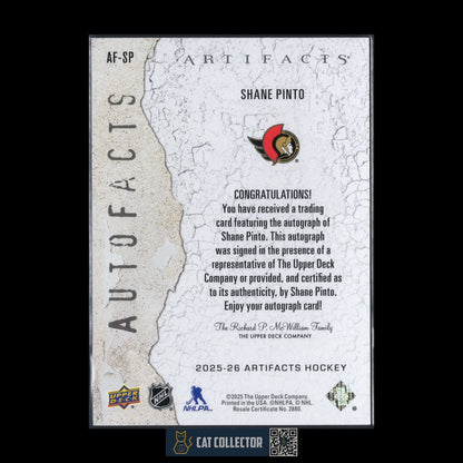 2025-26 UD Artifacts SHANE PINTO #AF-SP Autofacts Auto