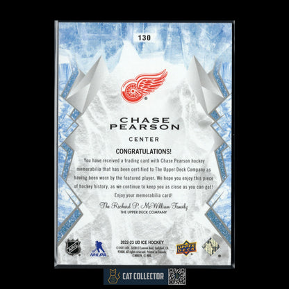2022-23 UD Ice CHASE PEARSON #130 Jersey Rookie RC - Detroit Red Wings