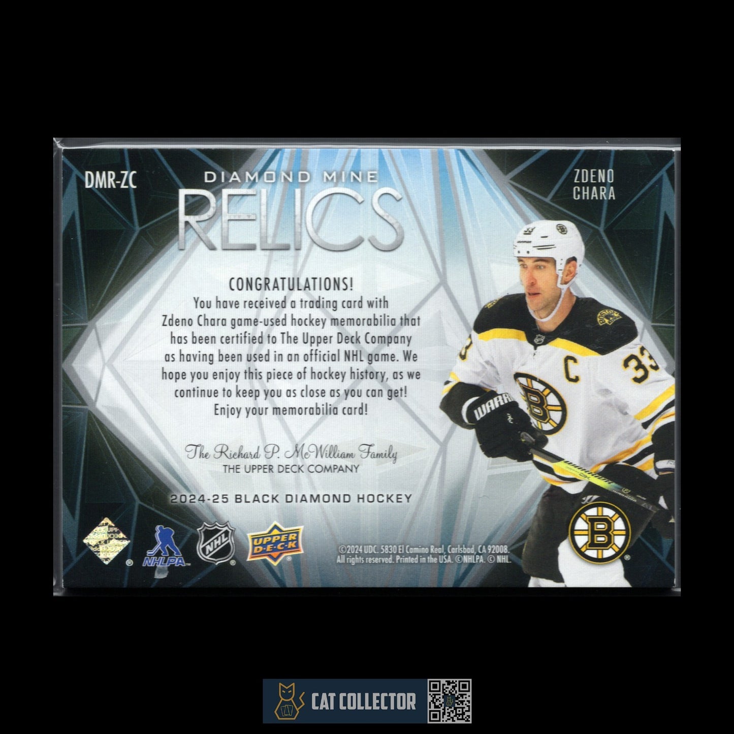 2024-25 UD Black Diamond ZDENO CHARA #DMR-ZC Diamond Mine Relics Jersey