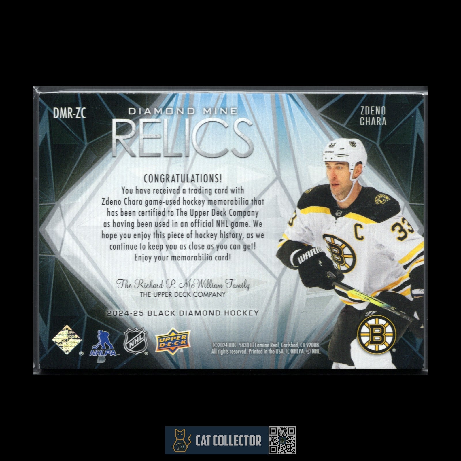 2024-25 UD Black Diamond ZDENO CHARA #DMR-ZC Diamond Mine Relics Jersey