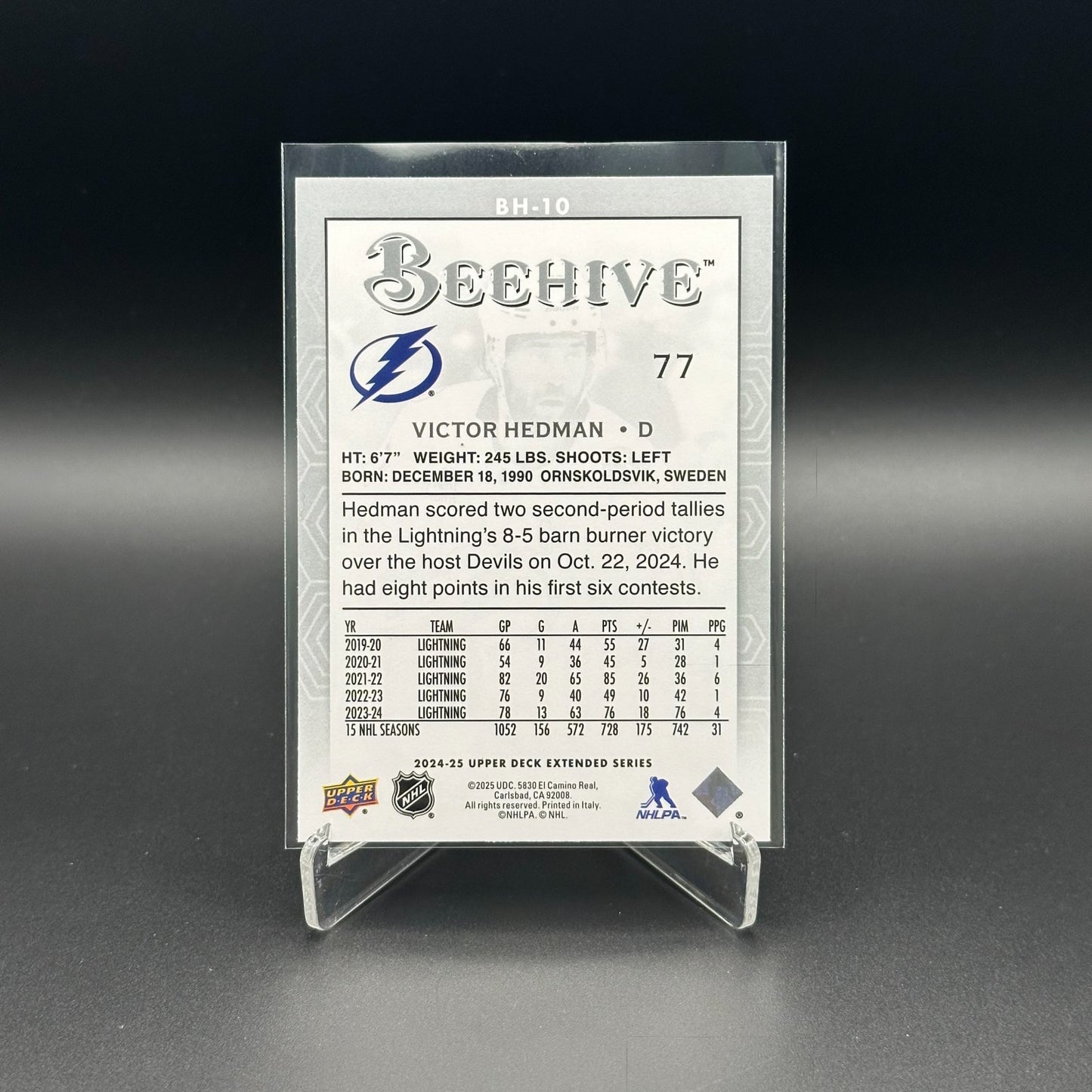 2024-25 UD Extended series VICTOR HEDMAN #BH-10 Beehive - Tampa Bay Lightning