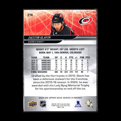 2024-25 UD Series 2 JACCOB SLAVIN #274 Deluxe /250 - Carolina Hurricanes