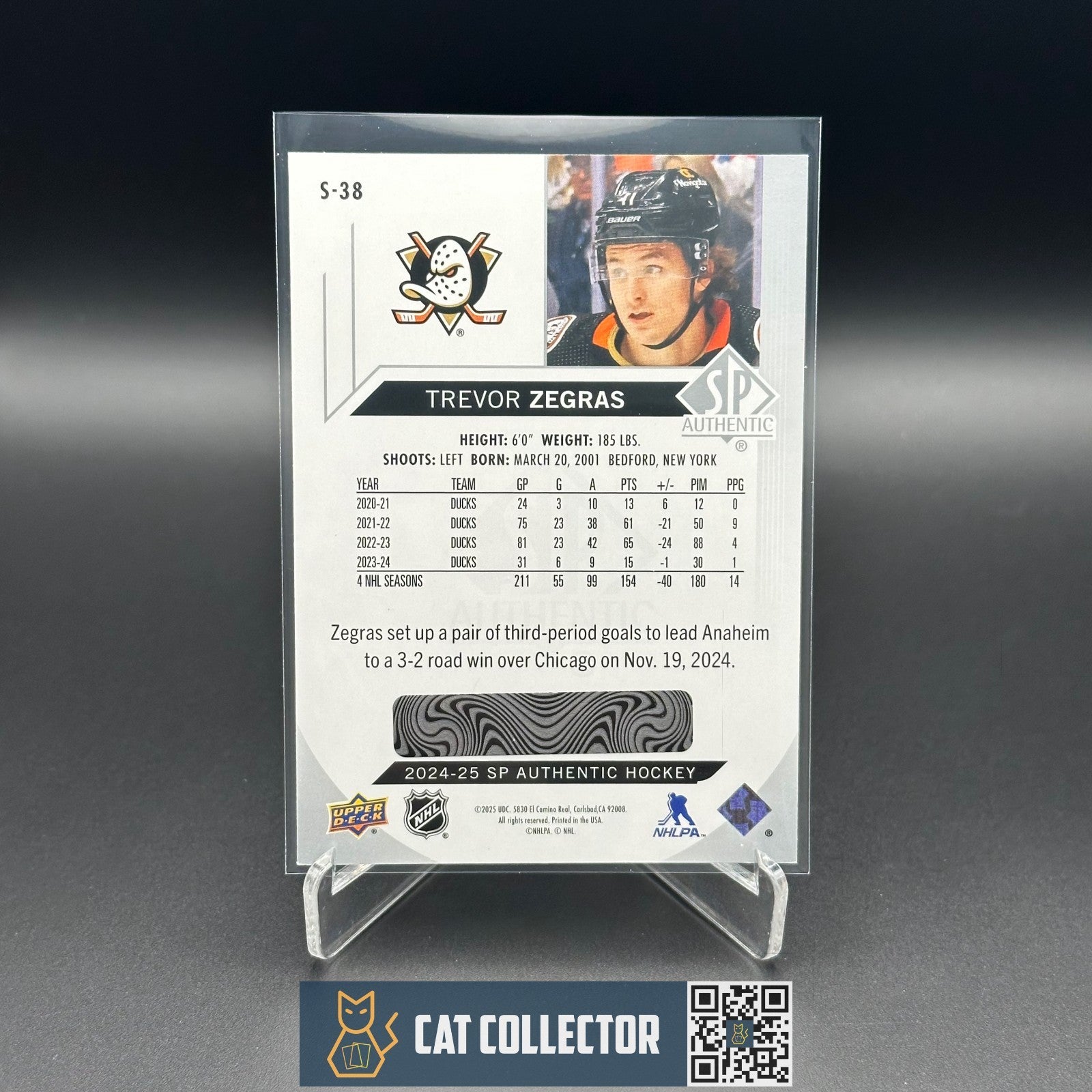 2024-25 UD SP Authentic TREVOR ZEGRAS #S-38 Spectrum FX Bounty