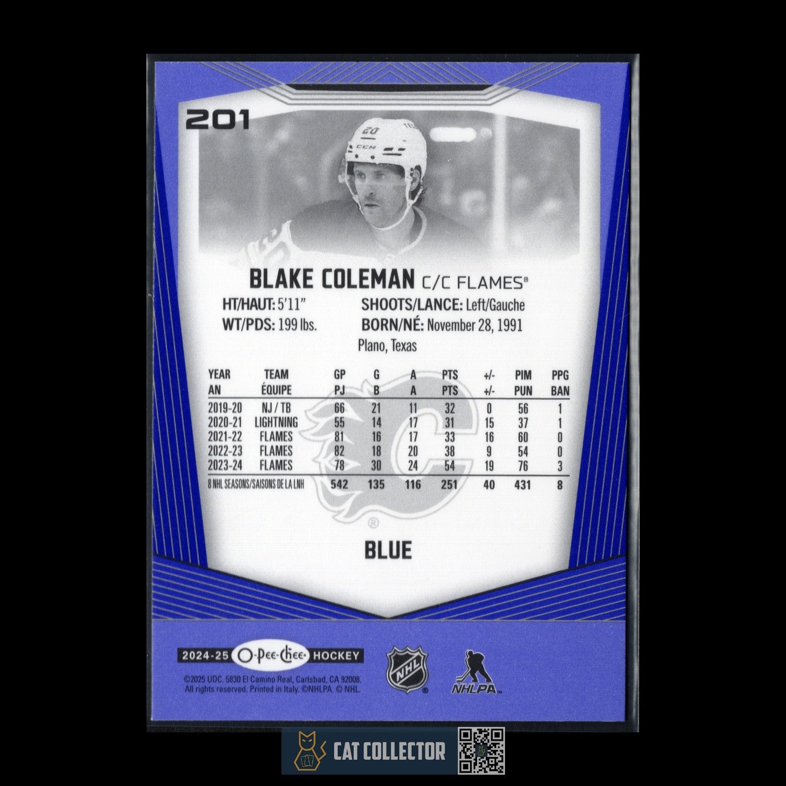 2024-25 O-Pee-Chee Hockey BLAKE COLEMAN #201 Blue border