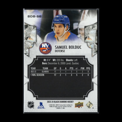 2023-24 UD Black Diamond SAMUEL BOLDUC #BDB-SB /349 - New York Islanders