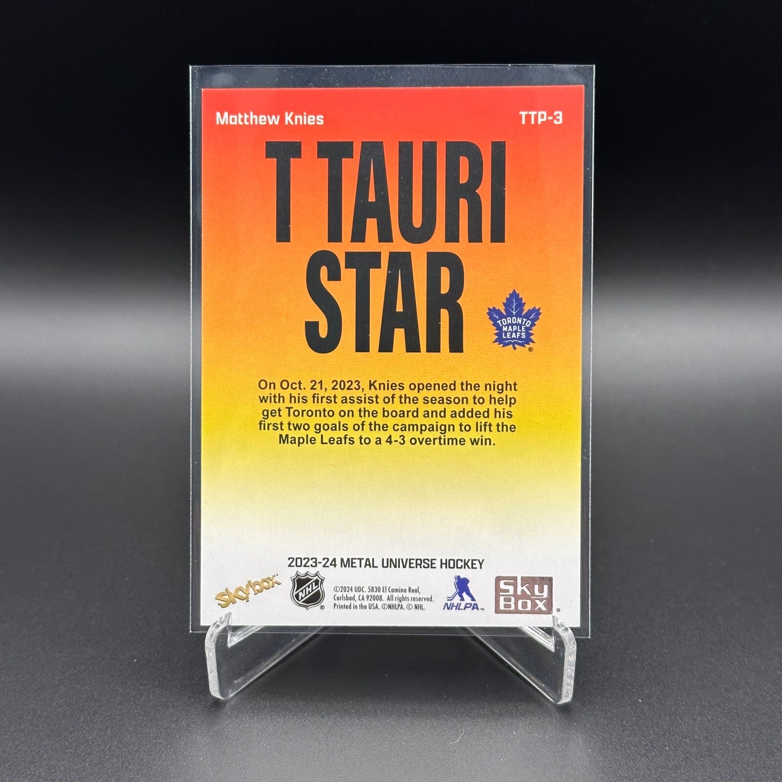 2023-24 SkyBox Metal Universe MATTHEW KNIES #TTP-3 T Tauri Star RC