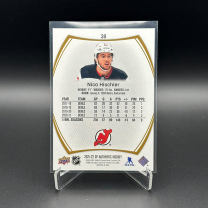 2021-22 UD SP Authentic NICO HISCHIER #39 Limited Gold /99 - New Jersey Devils