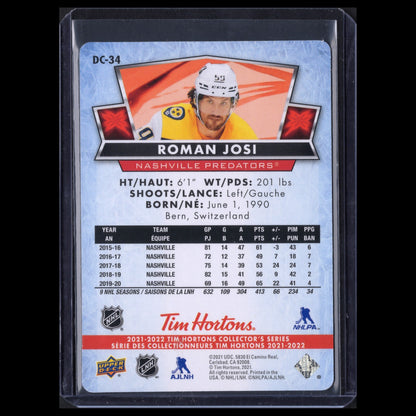 2021-22 UD Tim Hortons ROMAN JOSI #DC-4 Red Die-Cut - Nashville Predators