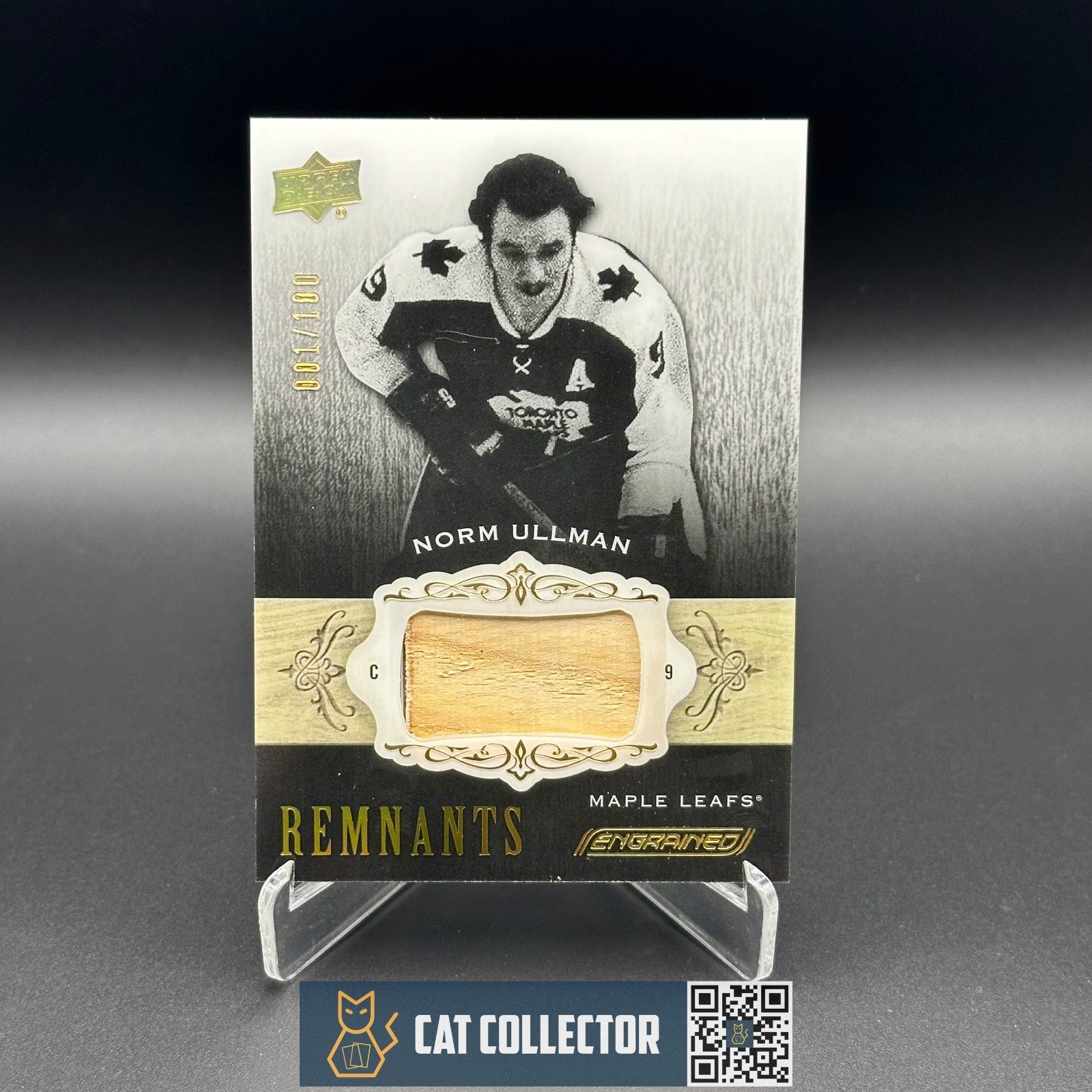 2018-19 UD Engrained NORM ULLMAN #R-NO Remnants 1/100 Game Used Stick 1st Print!