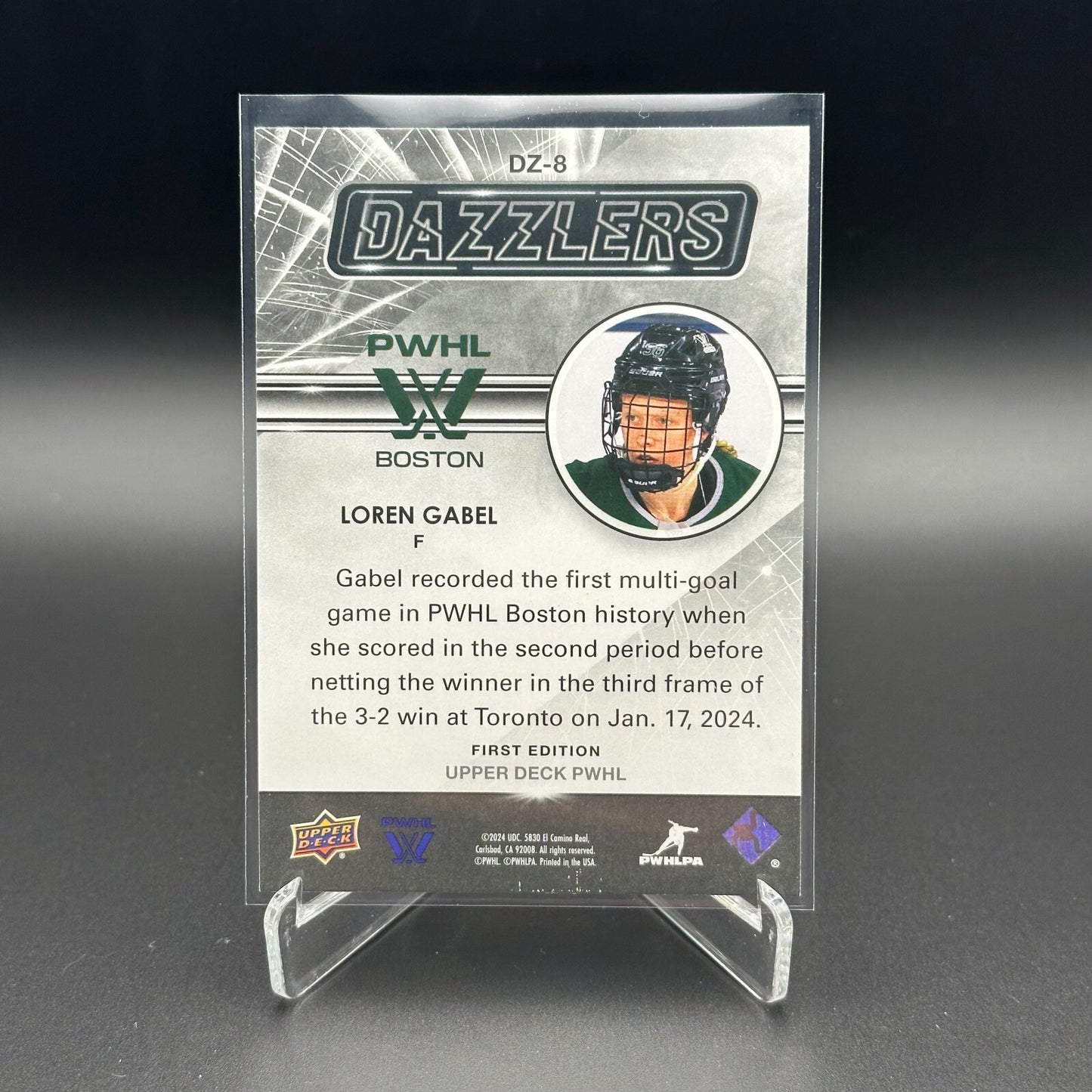 2024-25 UD PWHL LOREN GABEL #DZ-8 Dazzlers Blue - 1st EDITION!