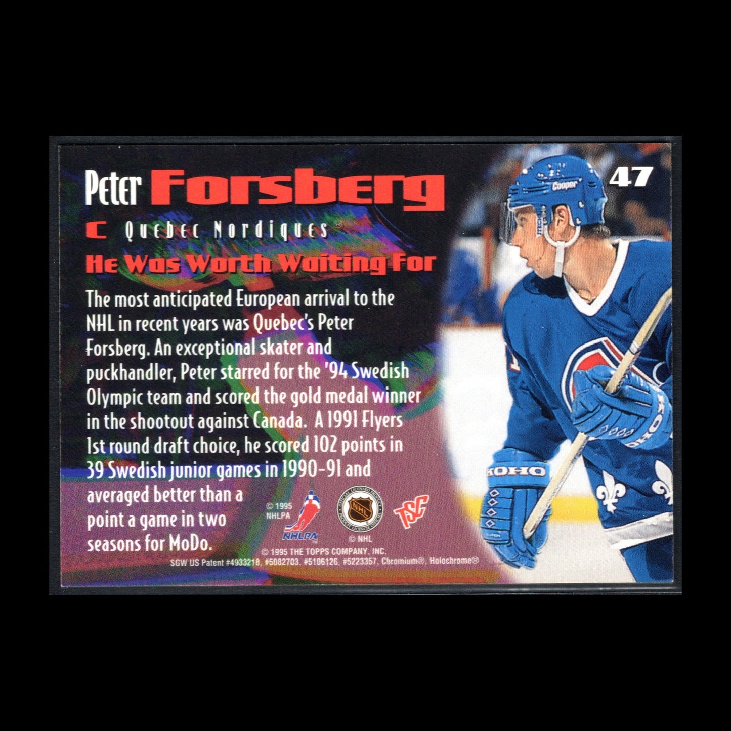 1995-96 Topps Stadium Club Members PETER FORSBERG #47 Rookie RC