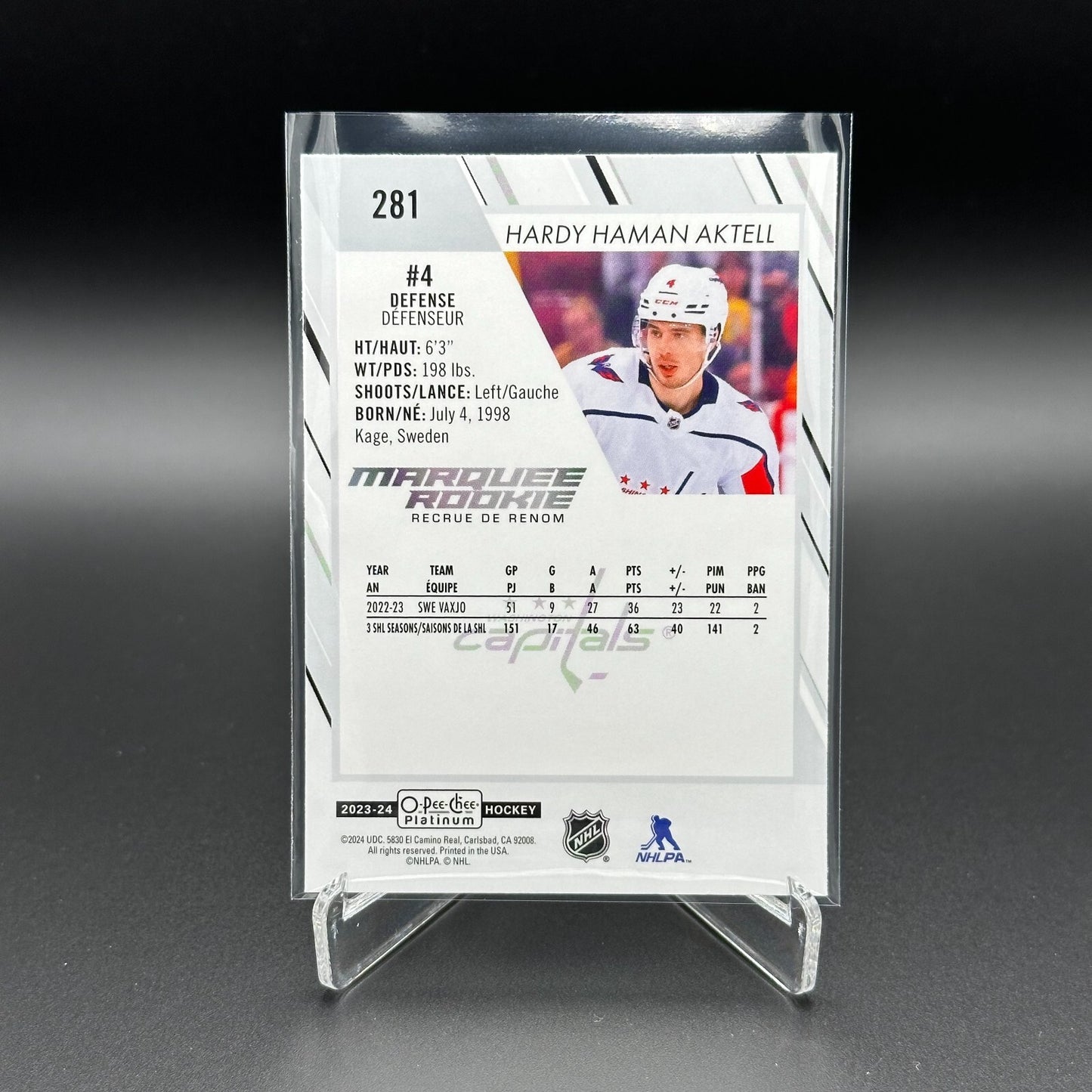 2023-24 OPC Platinum HARDY HAMAN AKTELL #281 Marquee rookie Washington Capitals