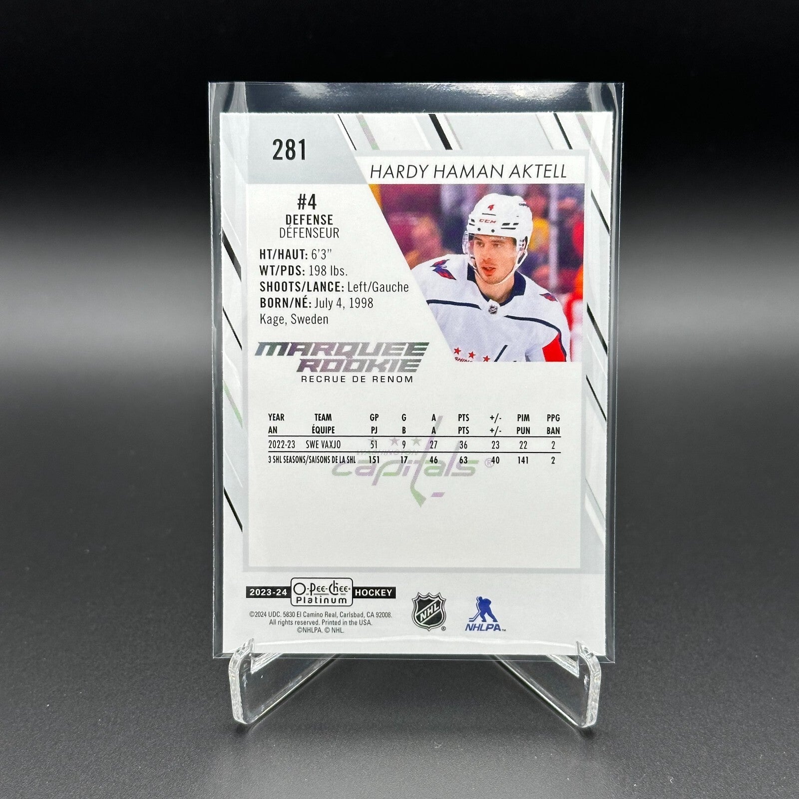 2023-24 OPC Platinum HARDY HAMAN AKTELL #281 Marquee rookie Washington Capitals