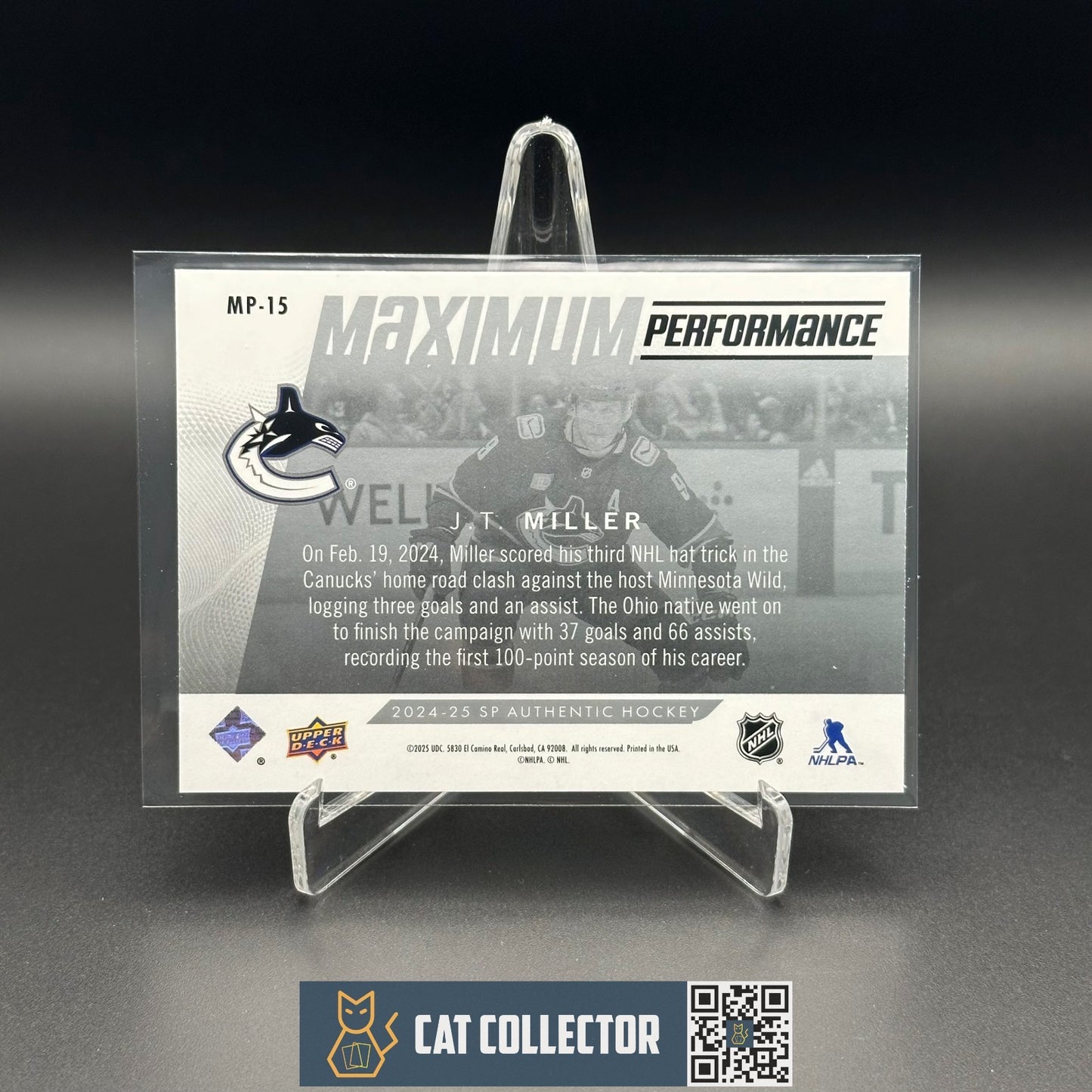 2024-25 UD SP Authentic J.T. MILLER #MP-15 Maximum performance