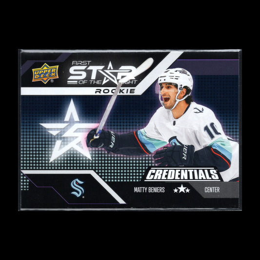 2022-23 UD Credentials MATTY BENIERS #1SR-4 First Star of the Night Rookie RC
