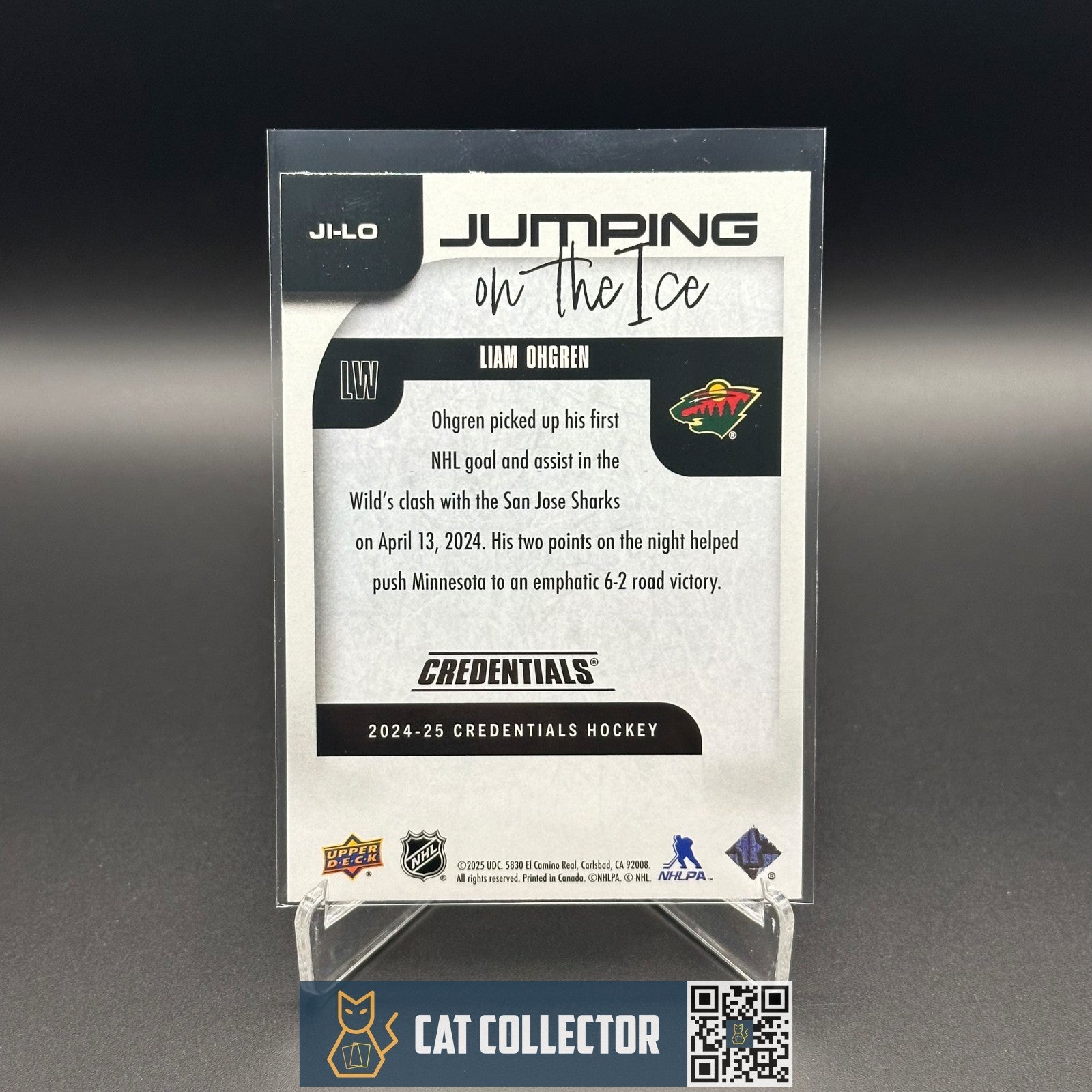 2024-25 UD Credentials LIAM OHGREN #JI-LO Jumping on the ice