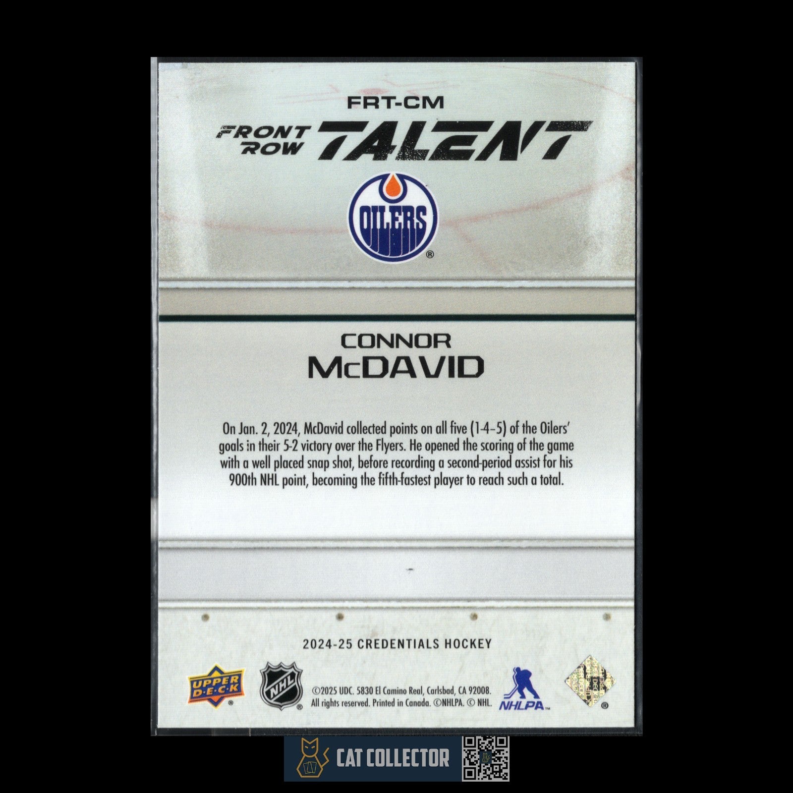 2024-25 UD Credentials CONNOR MCDAVID #FRT-CM Front Row Talent - Edmonton Oilers