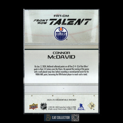 2024-25 UD Credentials CONNOR MCDAVID #FRT-CM Front Row Talent - Edmonton Oilers