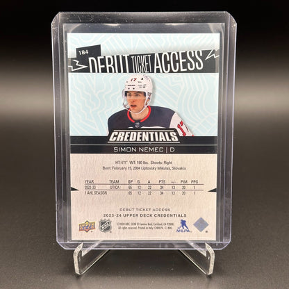 2023-24 UD Credentials SIMON NEMEC #184 Debut Ticket Access RC 136/599