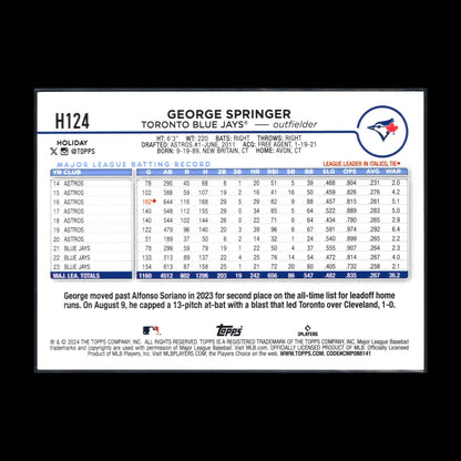 2024 Topps Holiday GEORGE SPRINGER #H124 Holiday Tree - Toronto Blue Jays