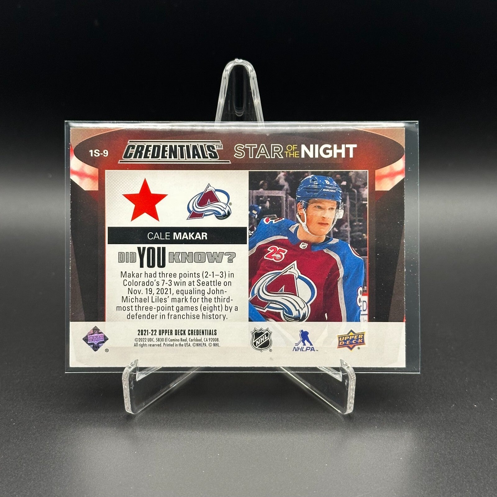 2021-22 UD Credentials CALE MAKAR #1S-9 First Star of the Night