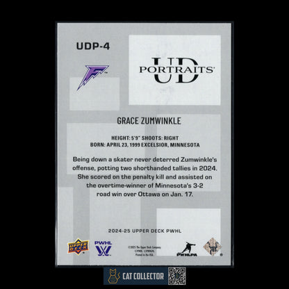 2024-25 Upper Deck PWHL GRACE ZUMWINKLE #UDP-4 UD Portraits - Minnesota Frost