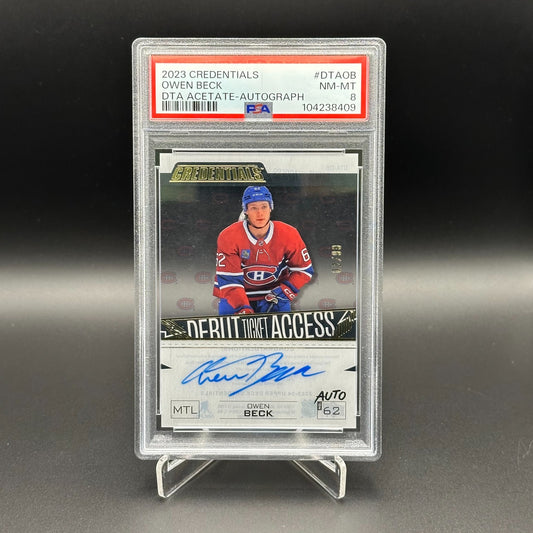2023-24 UD Credentials OWEN BECK #DTA-OB Debut Ticket Access AUTO /99 Rookie RC