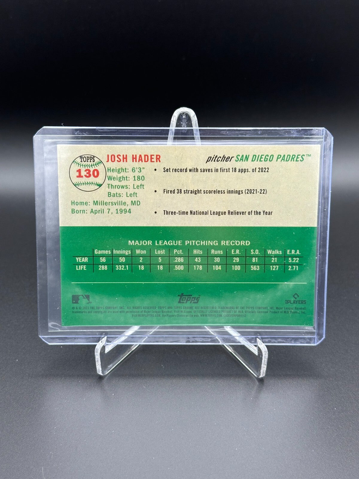 2023 Topps Chrome Platinum JOSH HADER #130 Topps Refractor /499