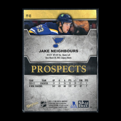 2021-22 SkyBox Metal Universe JAKE NEIGHBOURS #PP-49 Premium Prospects Rookie
