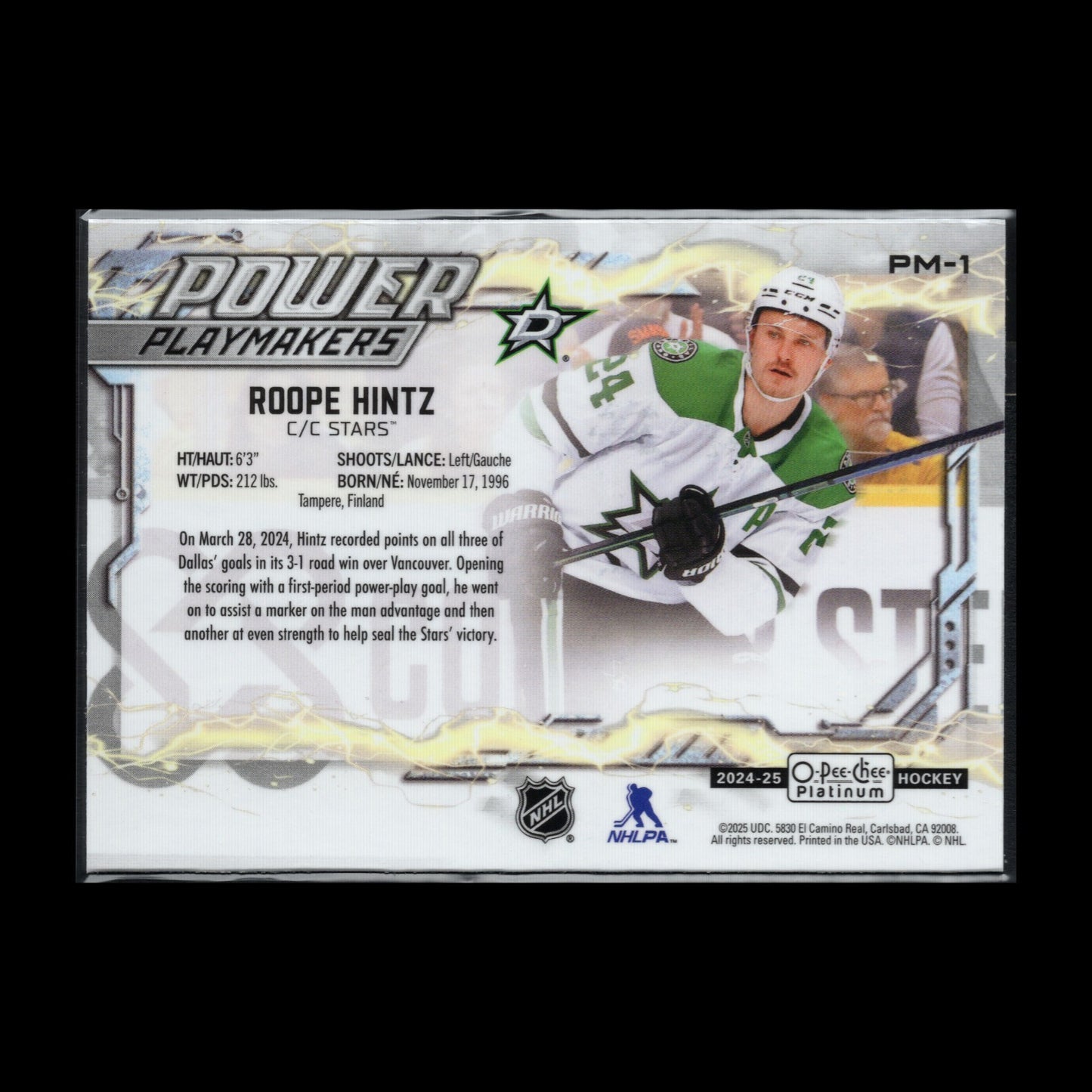 2024-25 O-Pee-Chee Platinum ROOPE HINTZ #PM-1 Power Playmakers