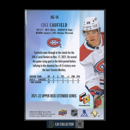 2021-22 UD Extended series COLE CAUFIELD #HG-16 HoloGrFX RC