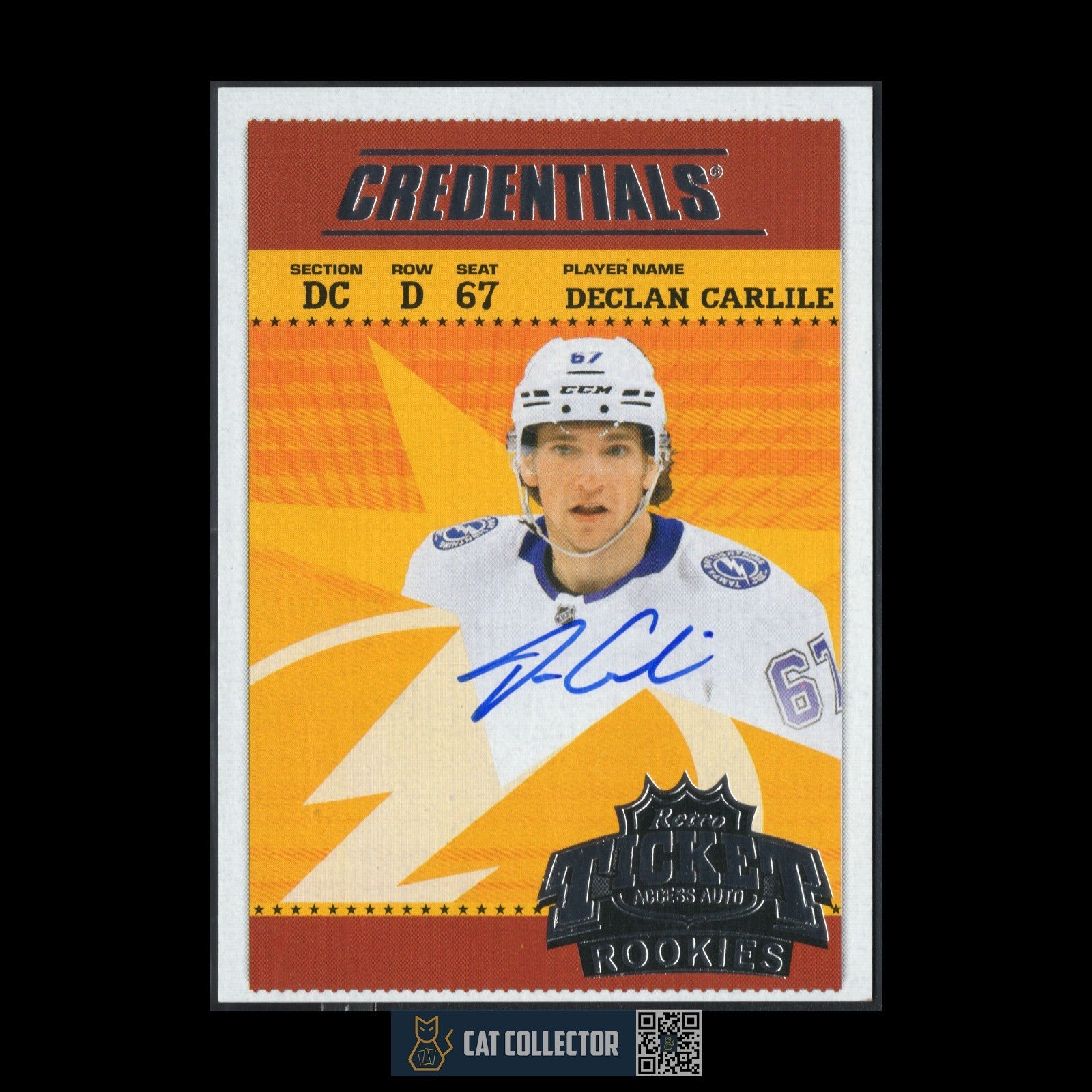 2024-25 UD Credentials DECLAN CARLILE #RTAR-DC Retro Ticket Access Auto