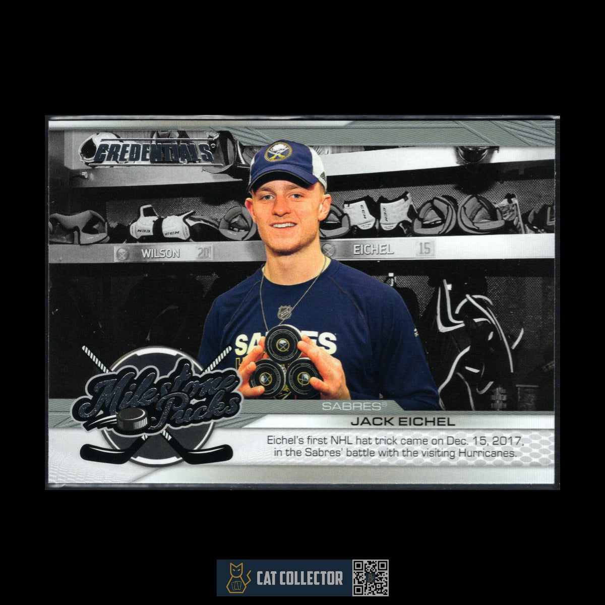 Milestone Puck 2024-25 UD Credentials JACK EICHEL #MP-JE Milestone Pucks – Cat Collector