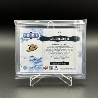2023-24 UD Ice OLLE ERIKSSON EK #103 Rookie Jersey - Anaheim Ducks