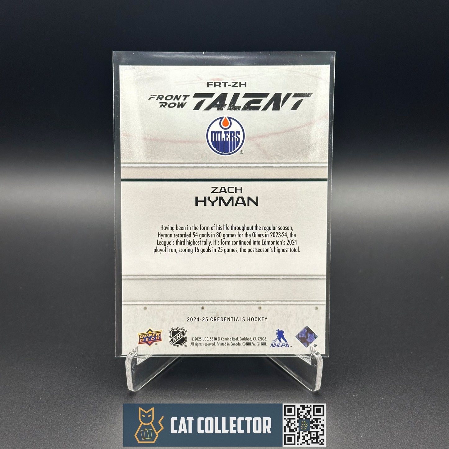 2024-25 UD Credentials ZACH HYMAN #FRT-ZH Front Row Talent - Edmonton Oilers