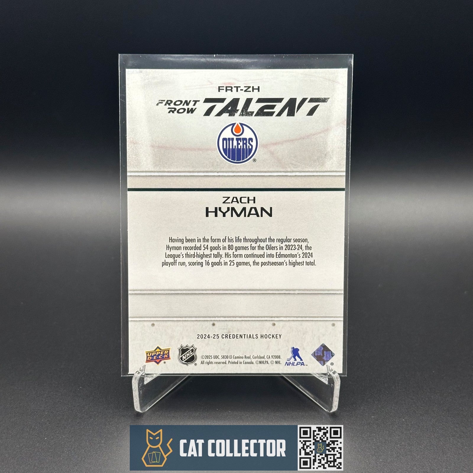 2024-25 UD Credentials ZACH HYMAN #FRT-ZH Front Row Talent - Edmonton Oilers