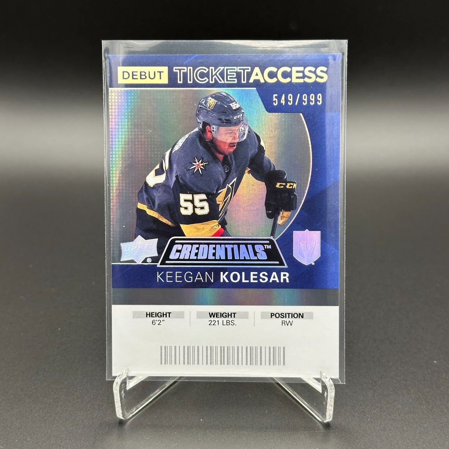 2020-21 UD Credentials KEEGAN KOLESAR #66 Debut Ticket Access RC 549/999