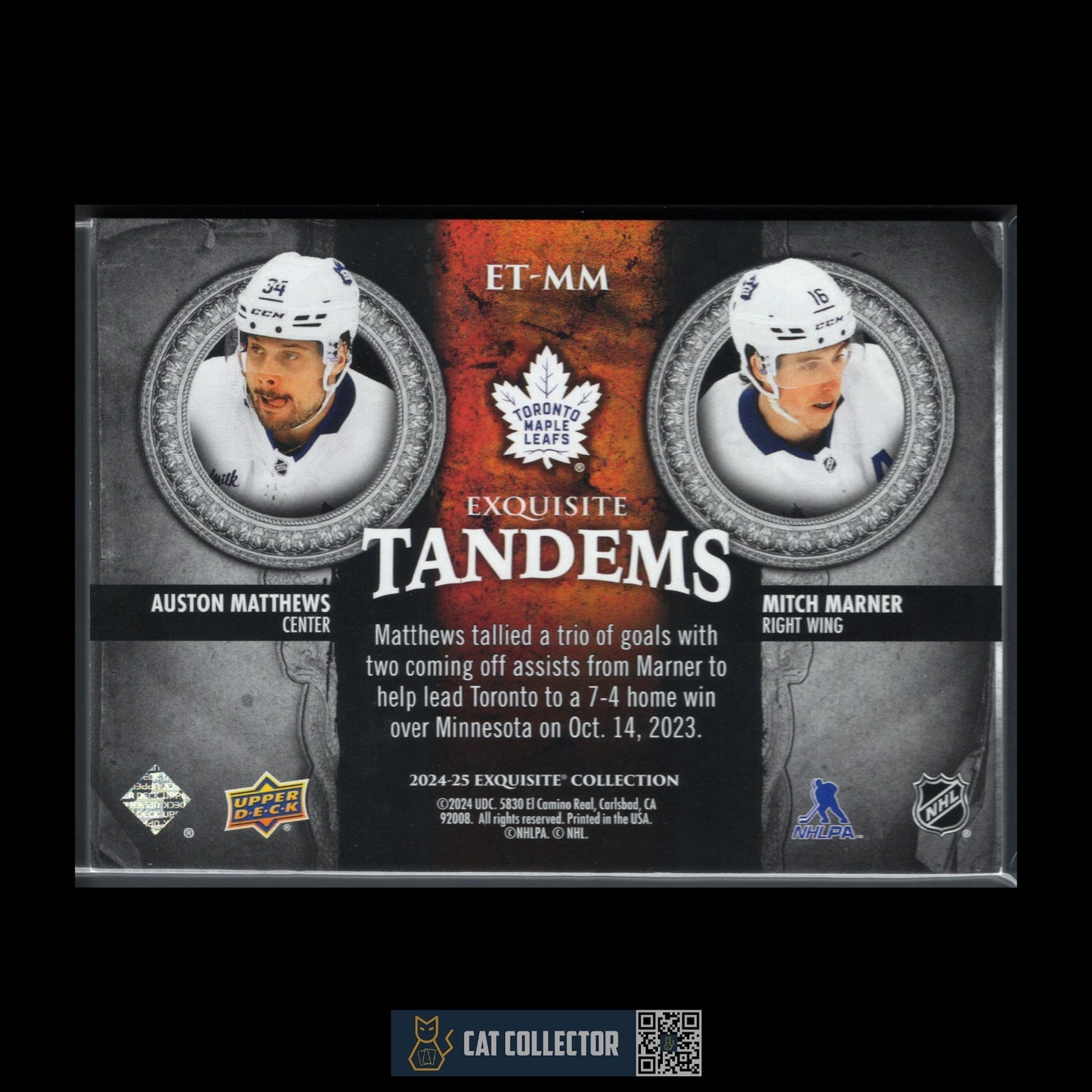 2024-25 UD Exquisite AUSTON MATTHEWS / MITCH MARNER #ET-MM Tandems /299