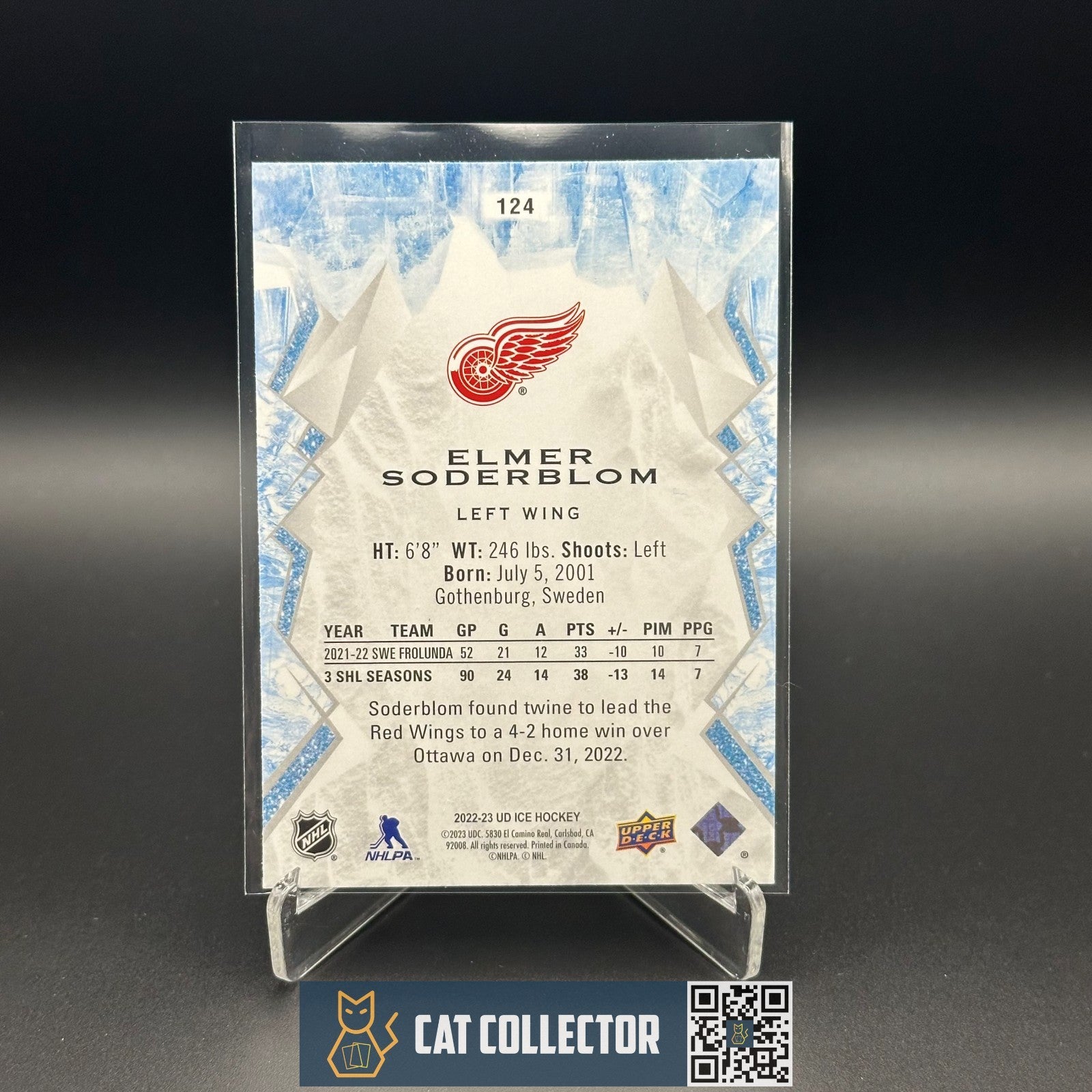 2022-23 UD Ice ELMER SODERBLOM #124 Green Rookie RC - Detroit Red Wings