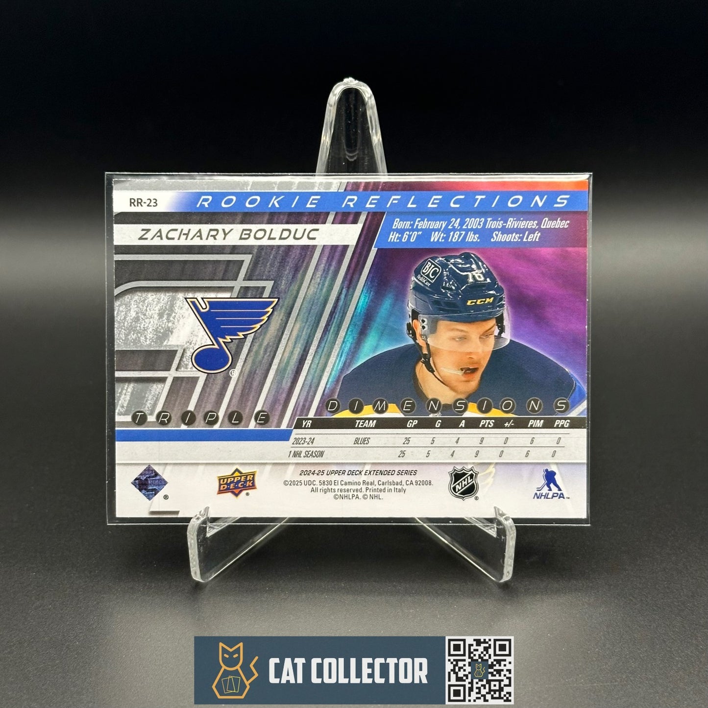 2024-25 Extended series ZACHARY BOLDUC #RR-23 Triple Dimensions Reflections RC