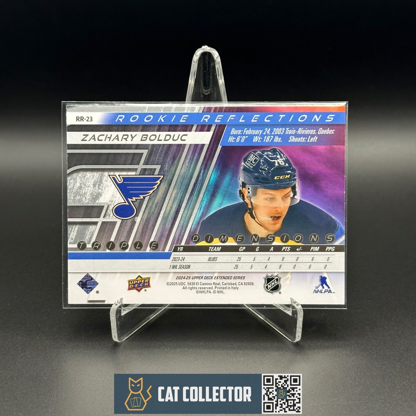 2024-25 Extended series ZACHARY BOLDUC #RR-23 Triple Dimensions Reflections RC