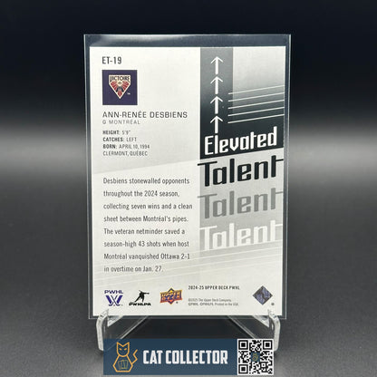 2024-25 UD PWHL ANN-RENEE DESBIENS #ET-19 Elevated Talent - Montreal Victoire