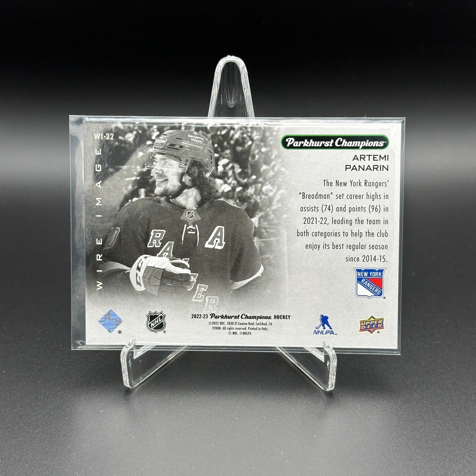 2022-23 UD Parkhurst Champions ARTEMI PANARIN #WI-22 Wire Image - NY Rangers